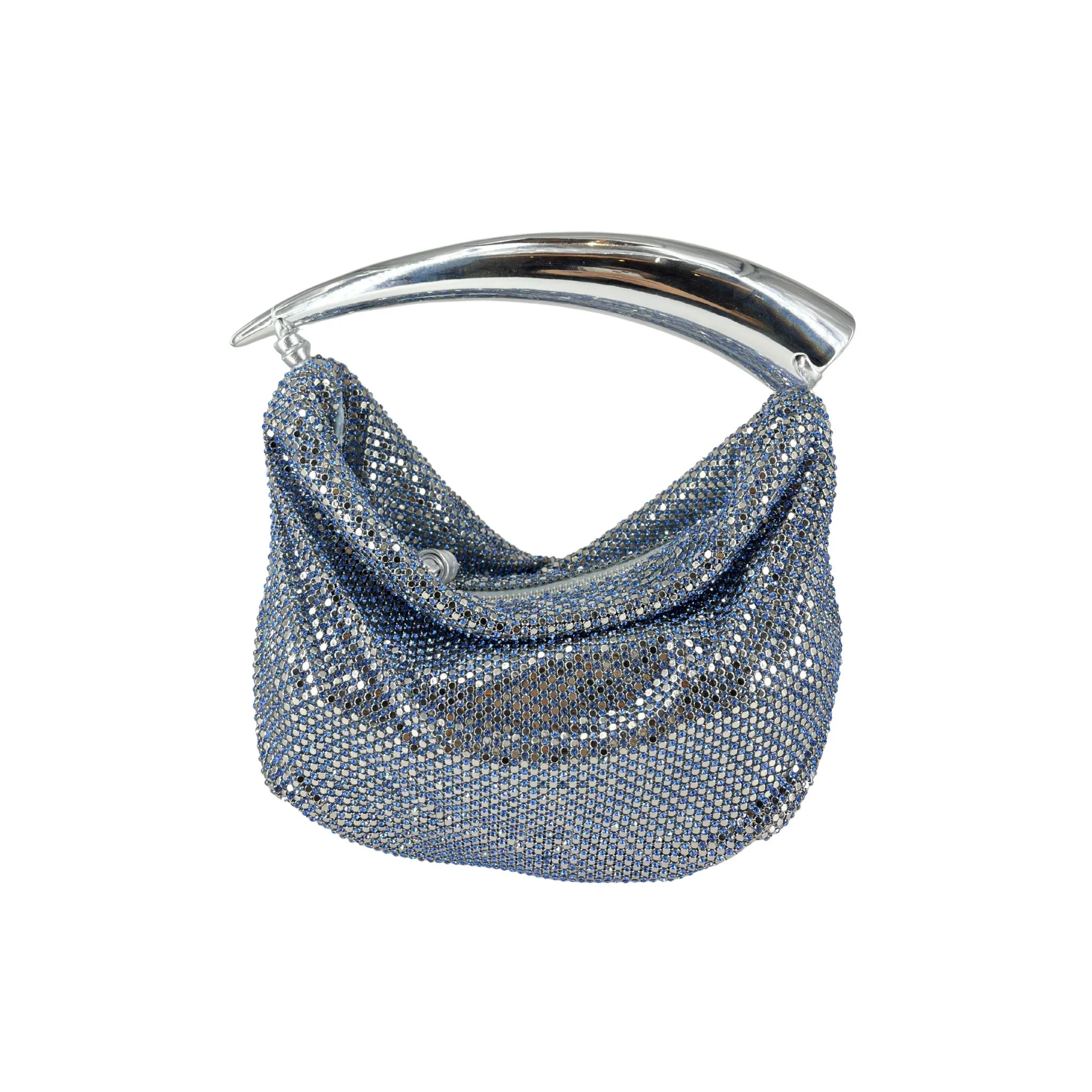 Blake Mini Strass Metal Mesh Bag - Grey Lt Sapphire - Image 3
