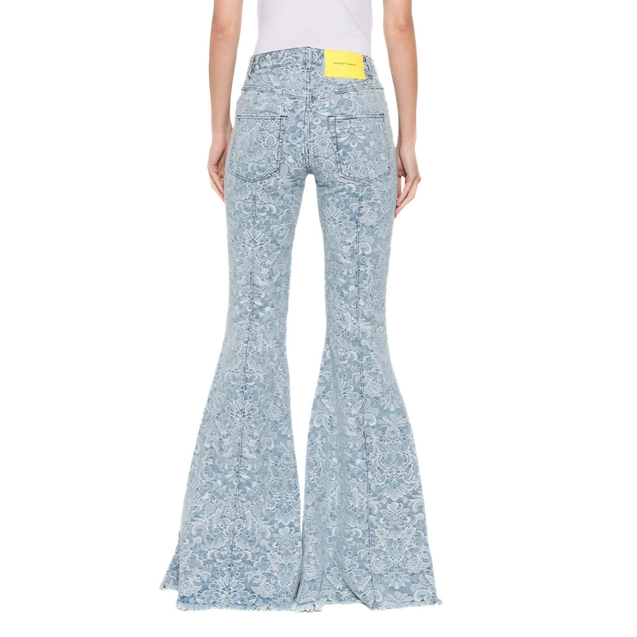 Brocade Denim Extreme Flare Trousers Light Blue - Image 4
