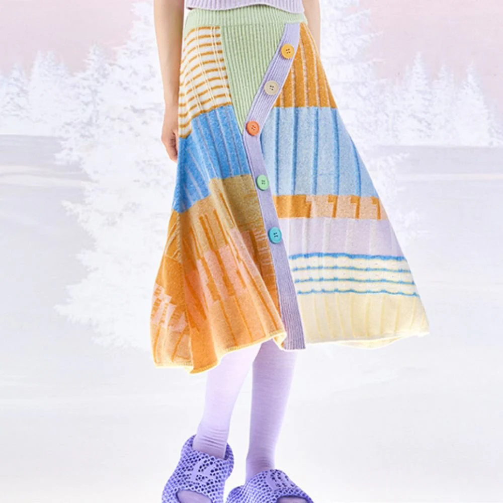 Wool Skirt Lilac & Orange - Image 2