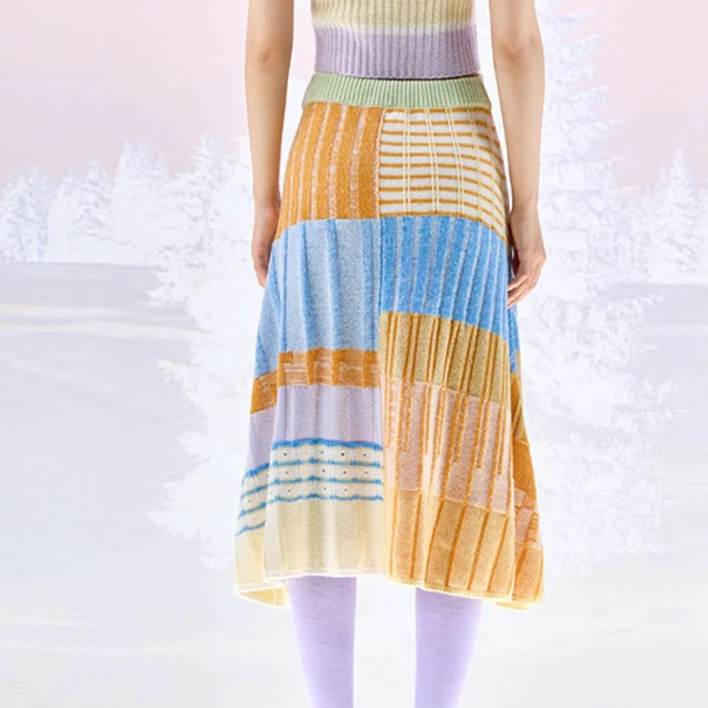 Wool Skirt Lilac & Orange - Image 4