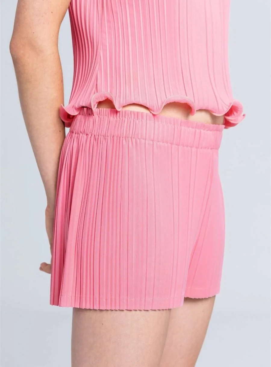 Pleated Shorts - Pink - Image 3