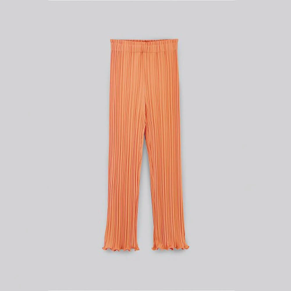 Pleated Straight Leg Trousers - Orange