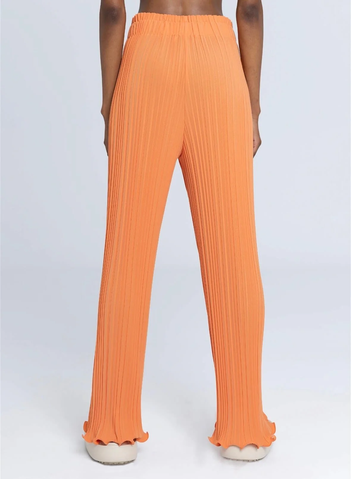 Pleated Straight Leg Trousers - Orange - Image 4