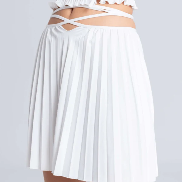 Pleated Strappy Mini Skirt - White - Image 6
