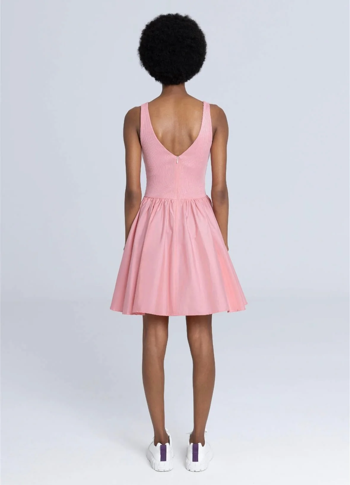 Poplin and Rib Mini Dress - Pink - Image 5