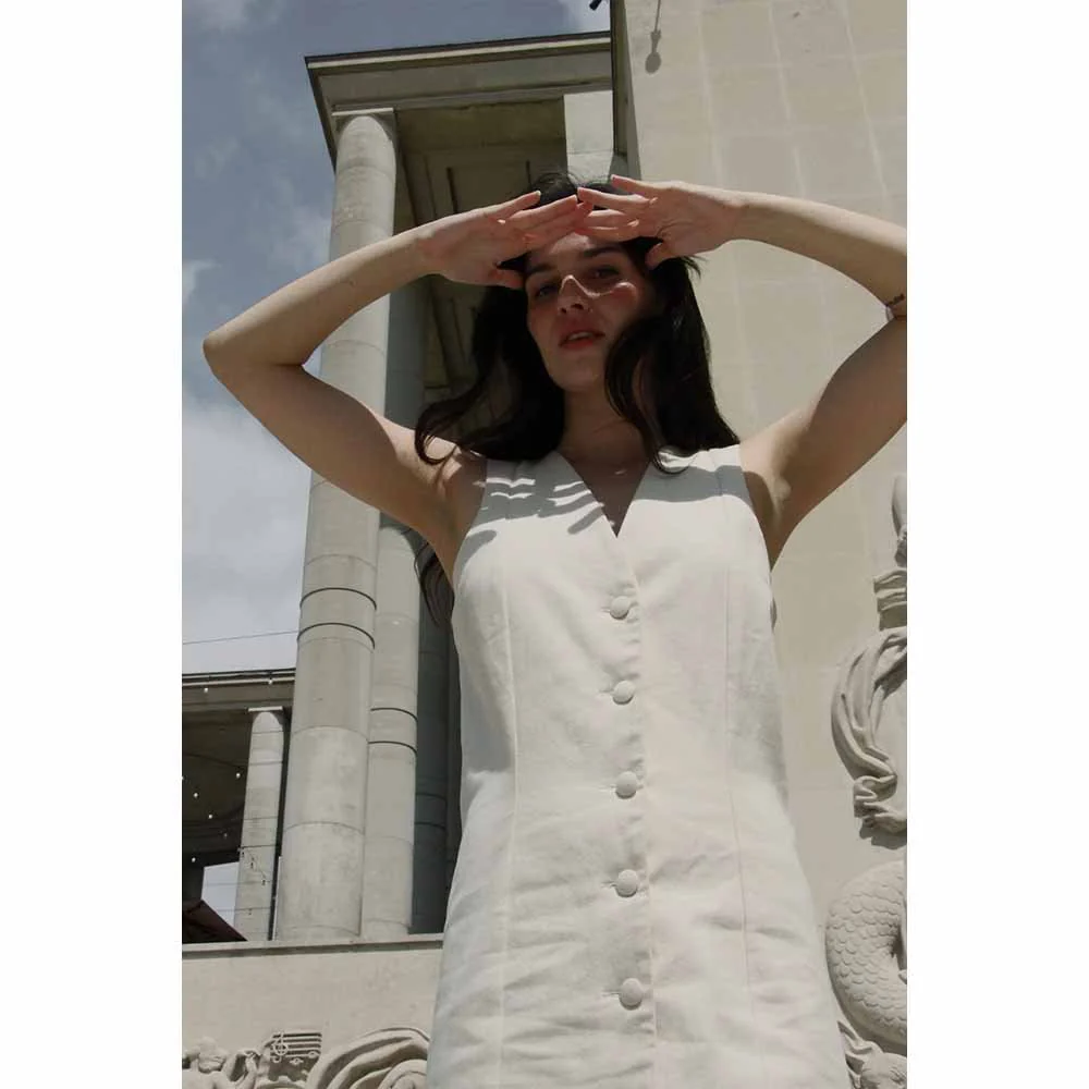Calvinia Midi Dress - Ecru - Image 6