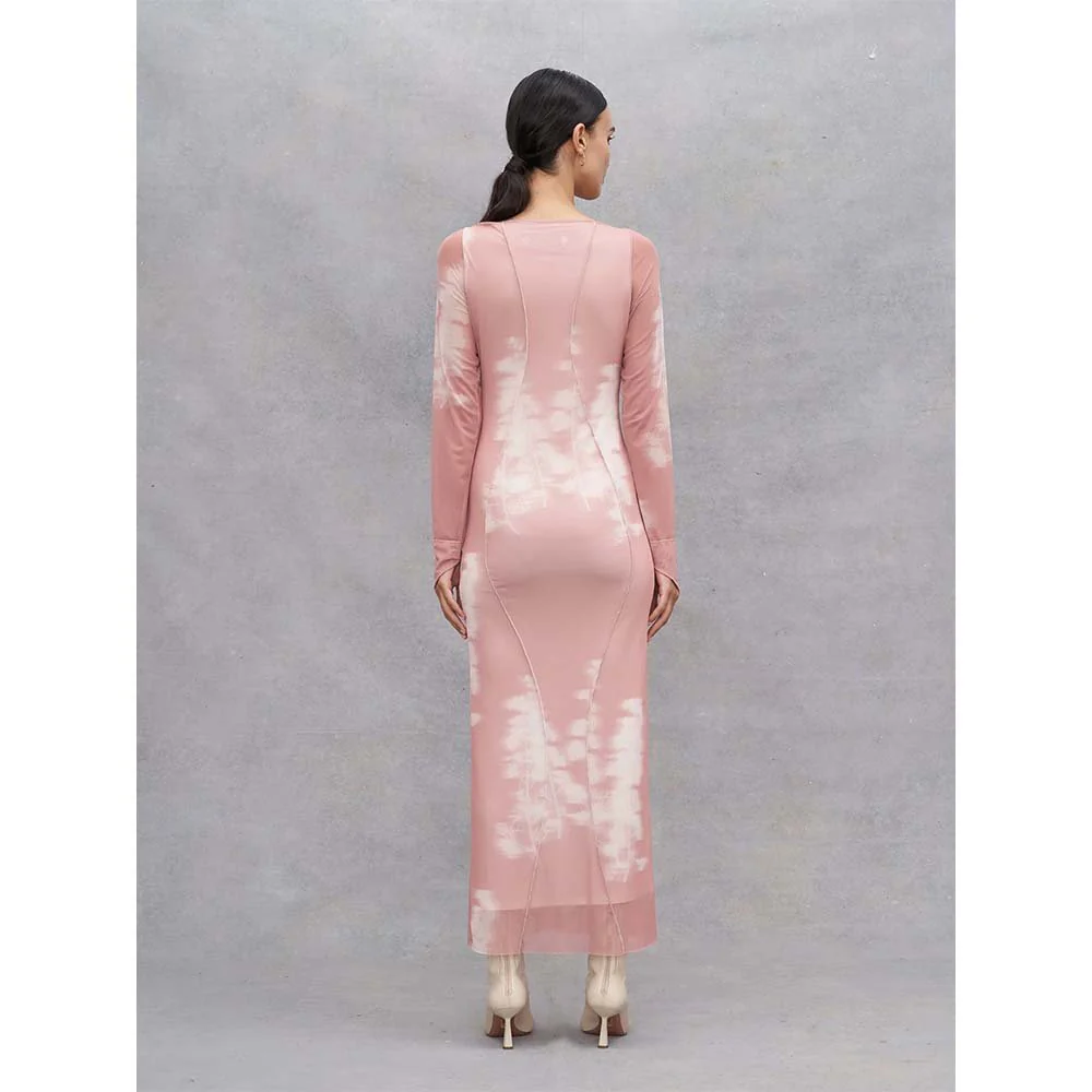 Eva Woven Dress - Abstract Misty Rose / Tofu - Image 8