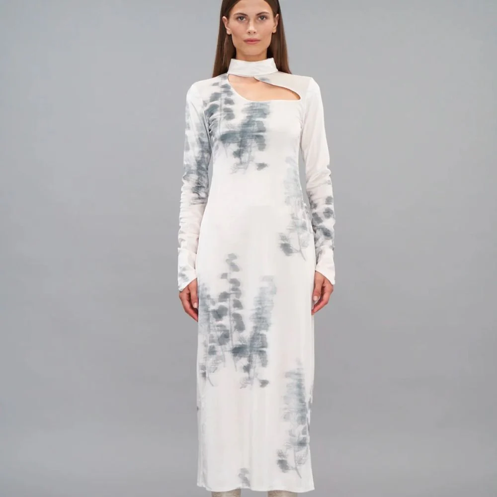 Gaia Dress - Abstract Tofu & Green Forest - Image 3