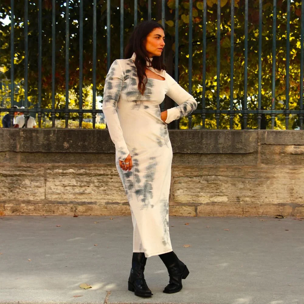 Gaia Dress - Abstract Tofu & Green Forest - Image 4