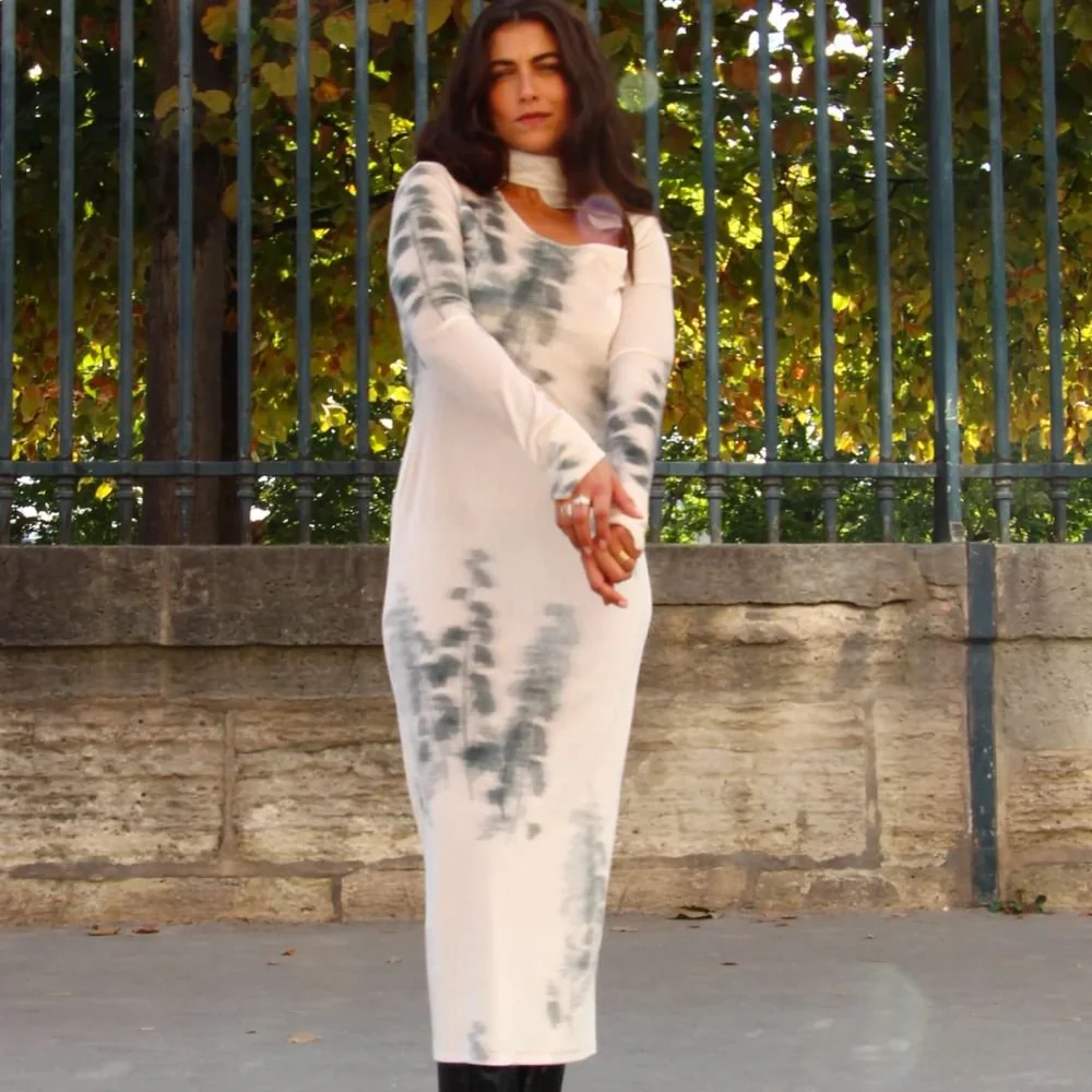 Gaia Dress - Abstract Tofu & Green Forest - Image 6