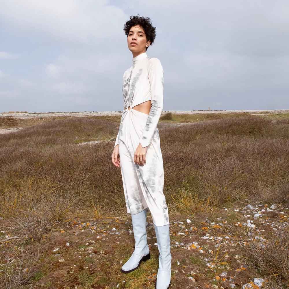 Marguerite Dress - Abstract Tofu & Green Forest - Image 3
