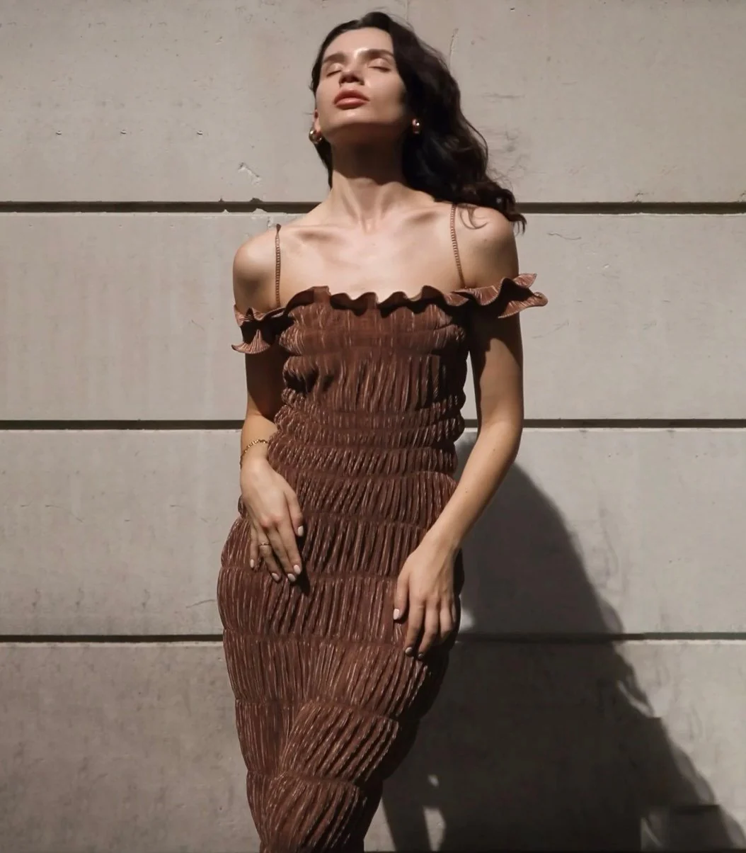 Indra Brown Dress - Image 8