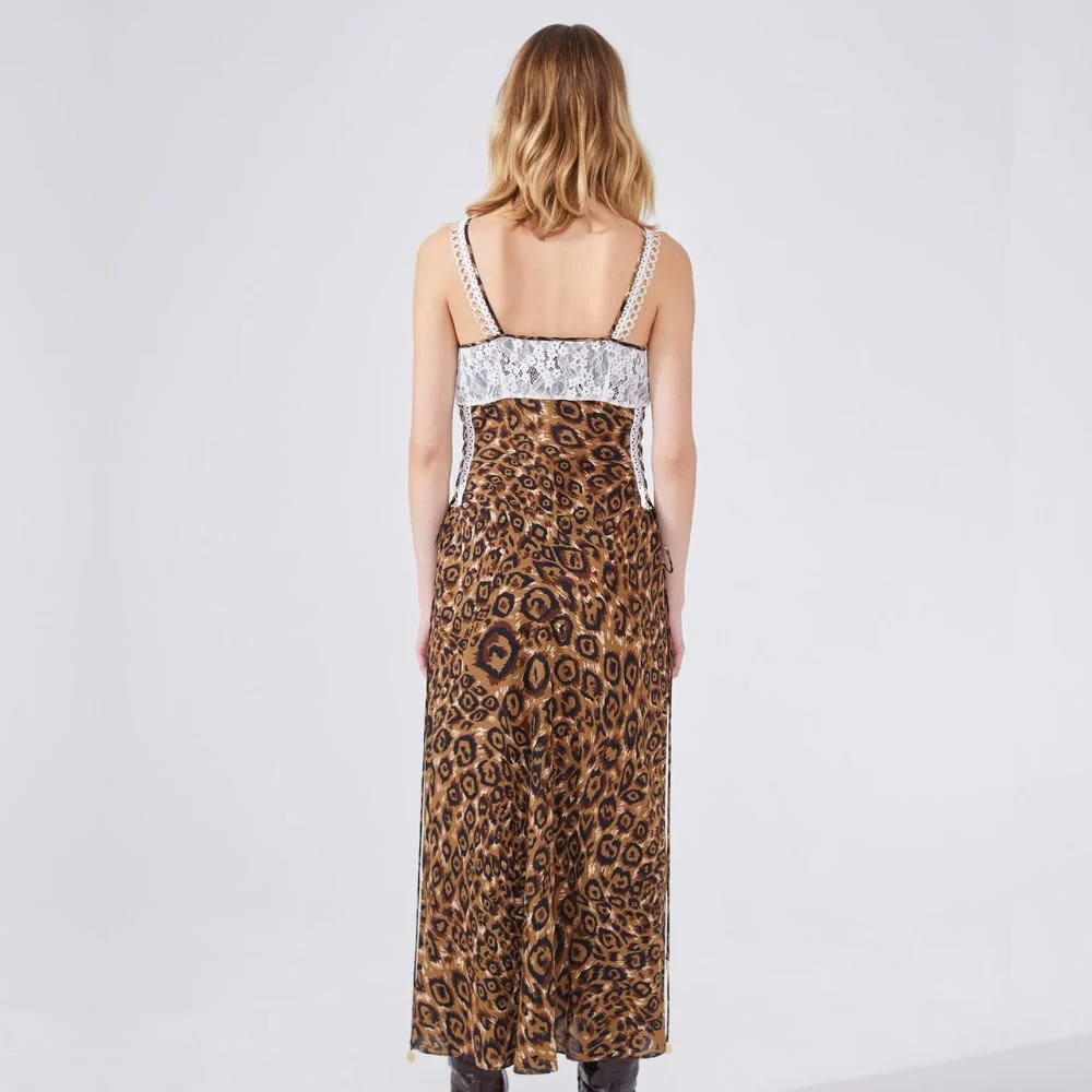 Arizona Lace Bust Slip Dress - Camel & Black - Image 5