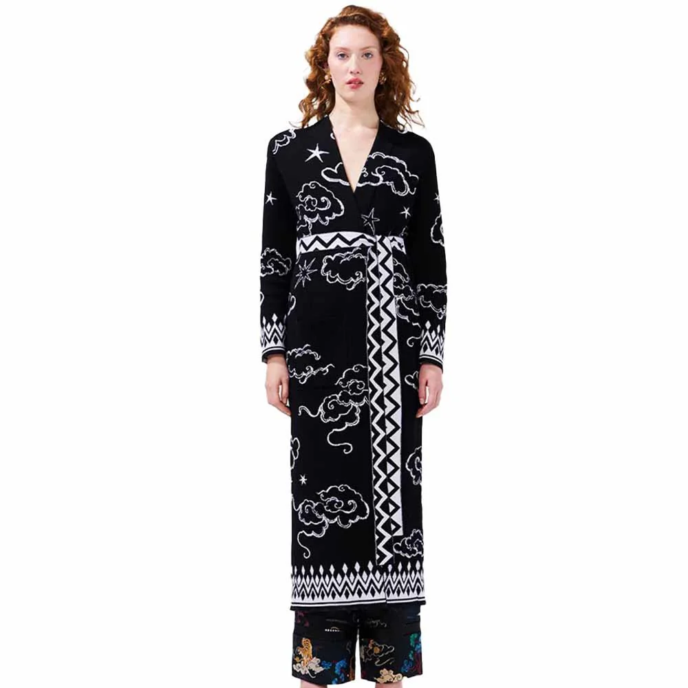 Cotton Jacquard Duster - Lucky Clouds Black - Image 3