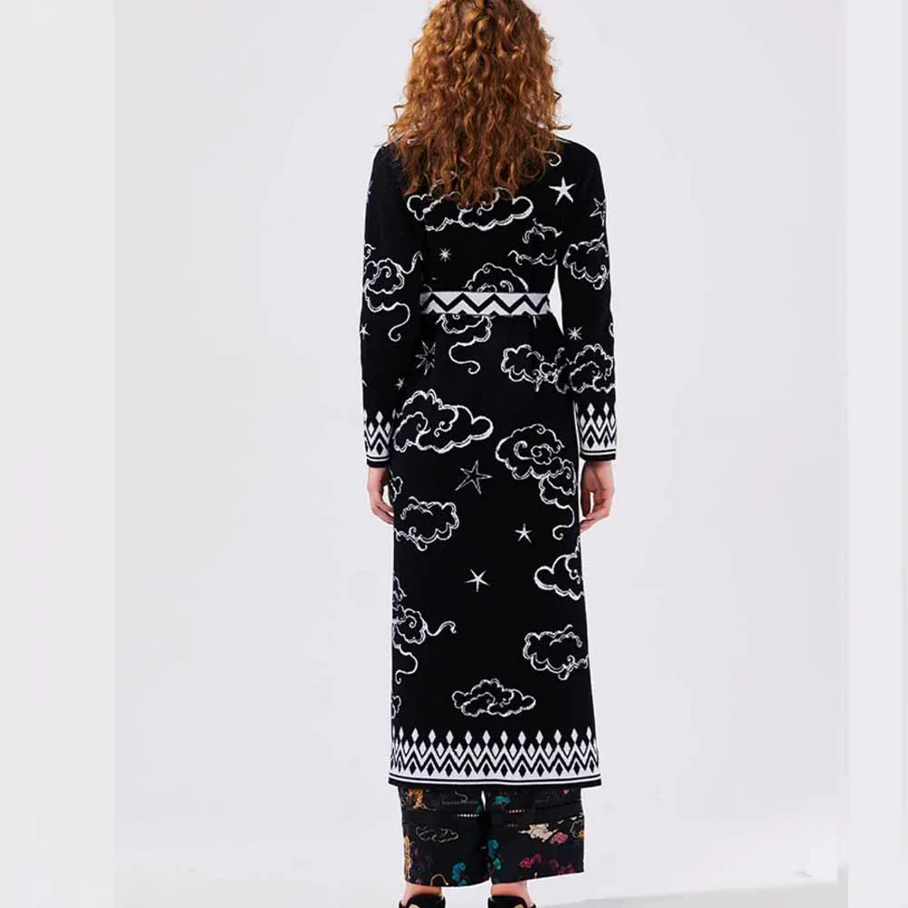 Cotton Jacquard Duster - Lucky Clouds Black - Image 4
