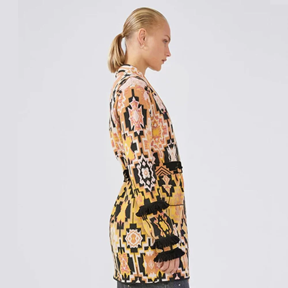 Magic Mosaic Cotton Jacquard Cardigan - Terracotta - Image 3