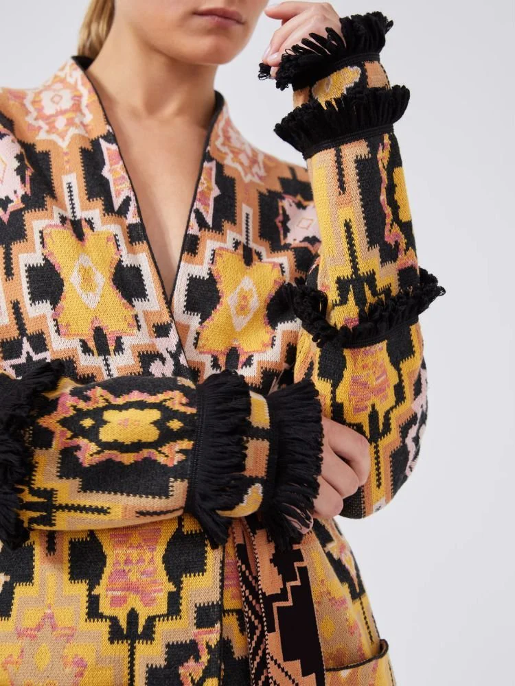 Magic Mosaic Cotton Jacquard Cardigan - Terracotta - Image 5