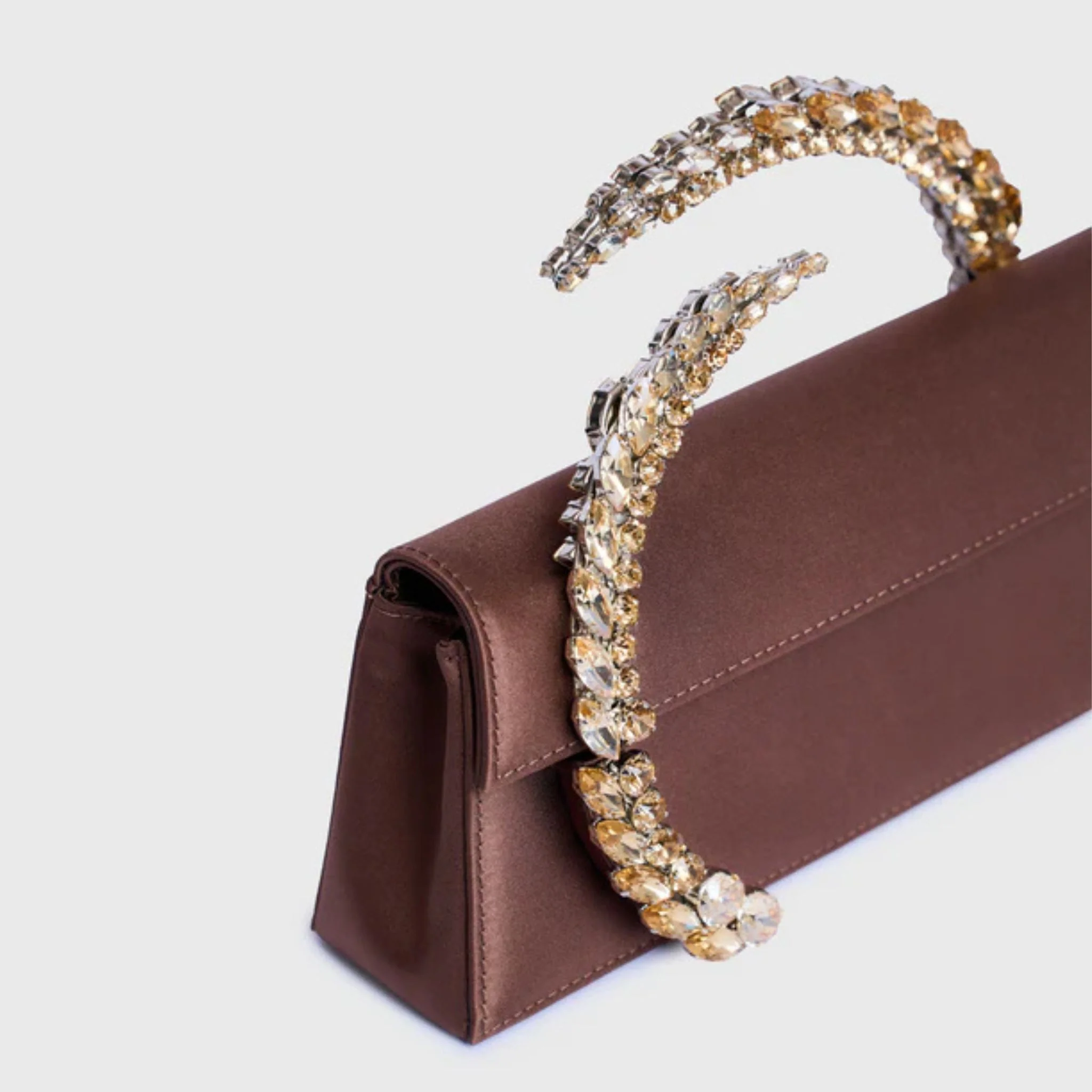 Karma Satin Clutch- Chocolate Brown - Image 3