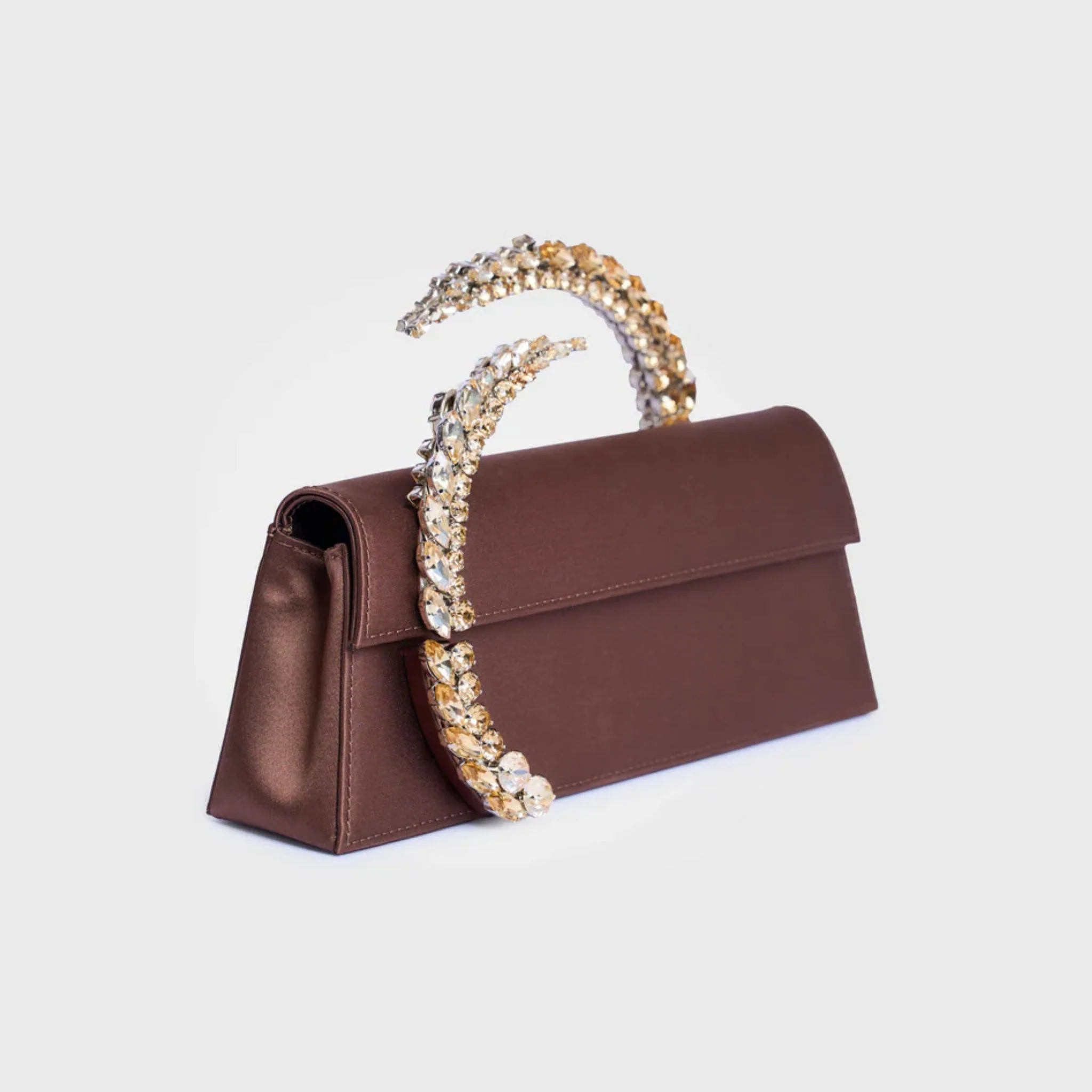 Karma Satin Clutch- Chocolate Brown - Image 4