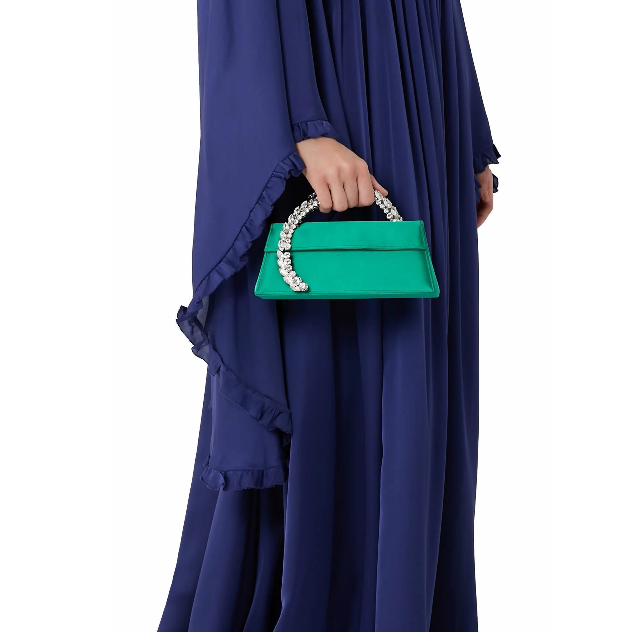 Karma Satin Clutch - Emerald - Image 2