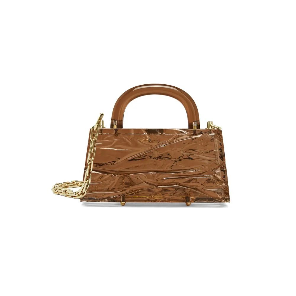 Eva Crushed Ice Clutch - Brown