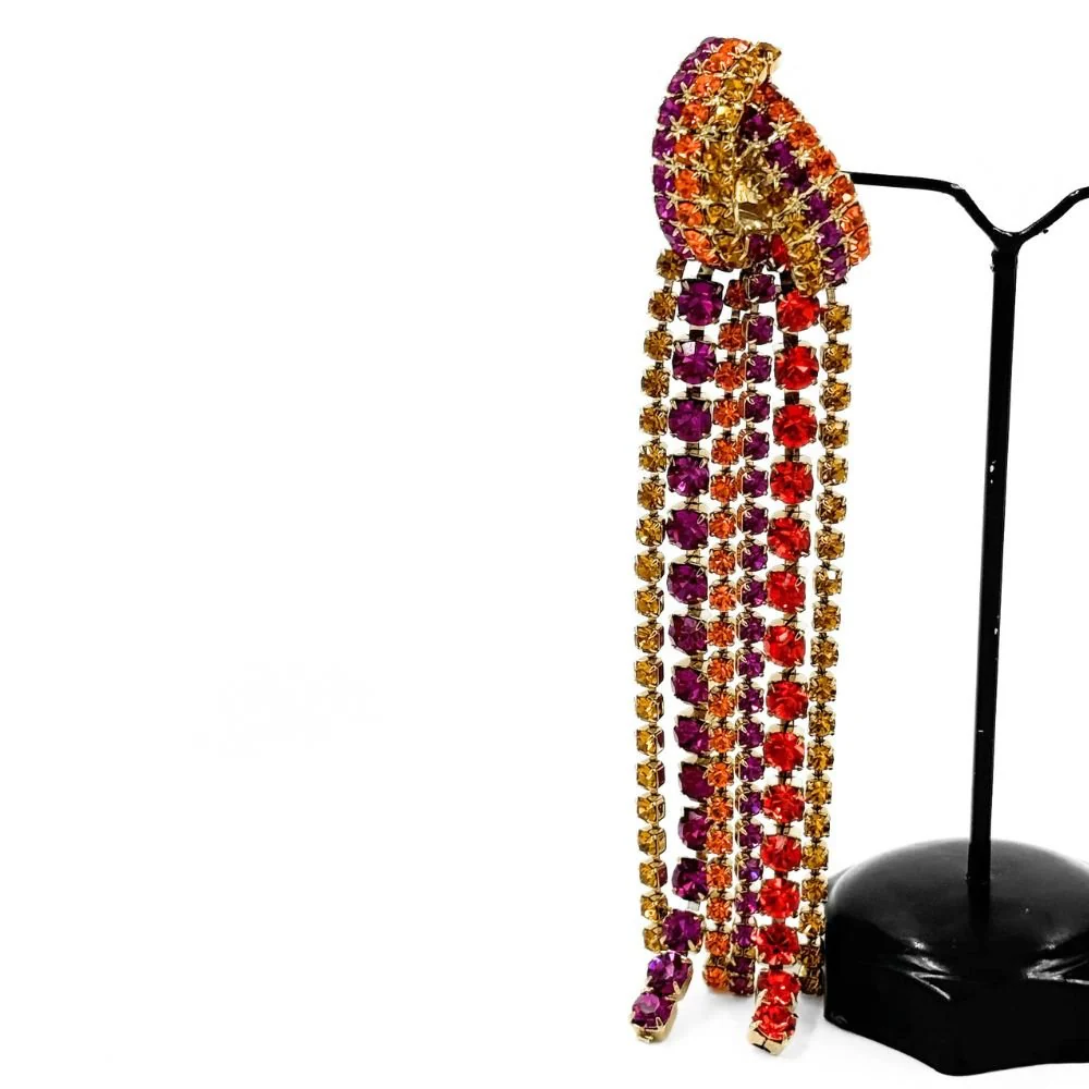 Aurore Multi Brass Crystal Earrings - Image 2
