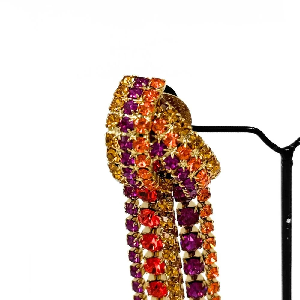 Aurore Multi Brass Crystal Earrings - Image 3