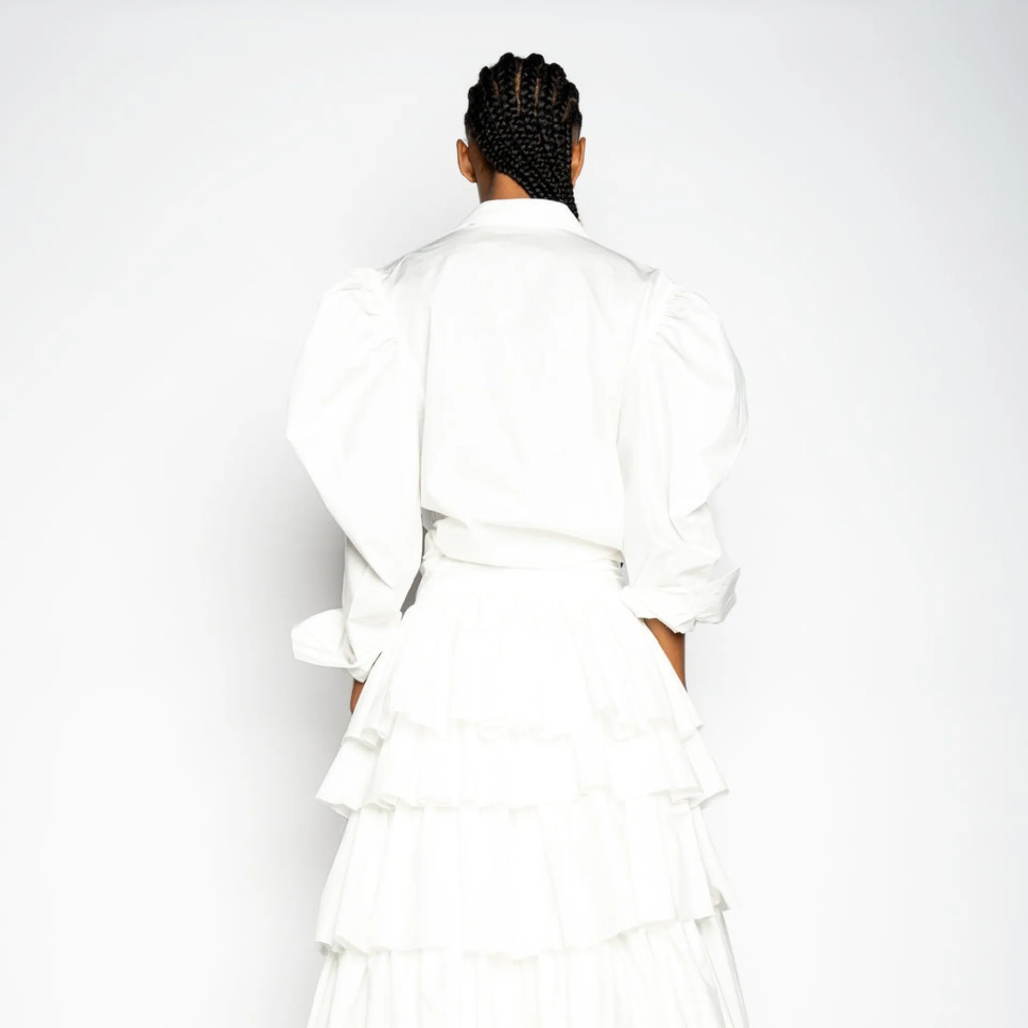 Balloon Sleeve Shirt - White - Image 4