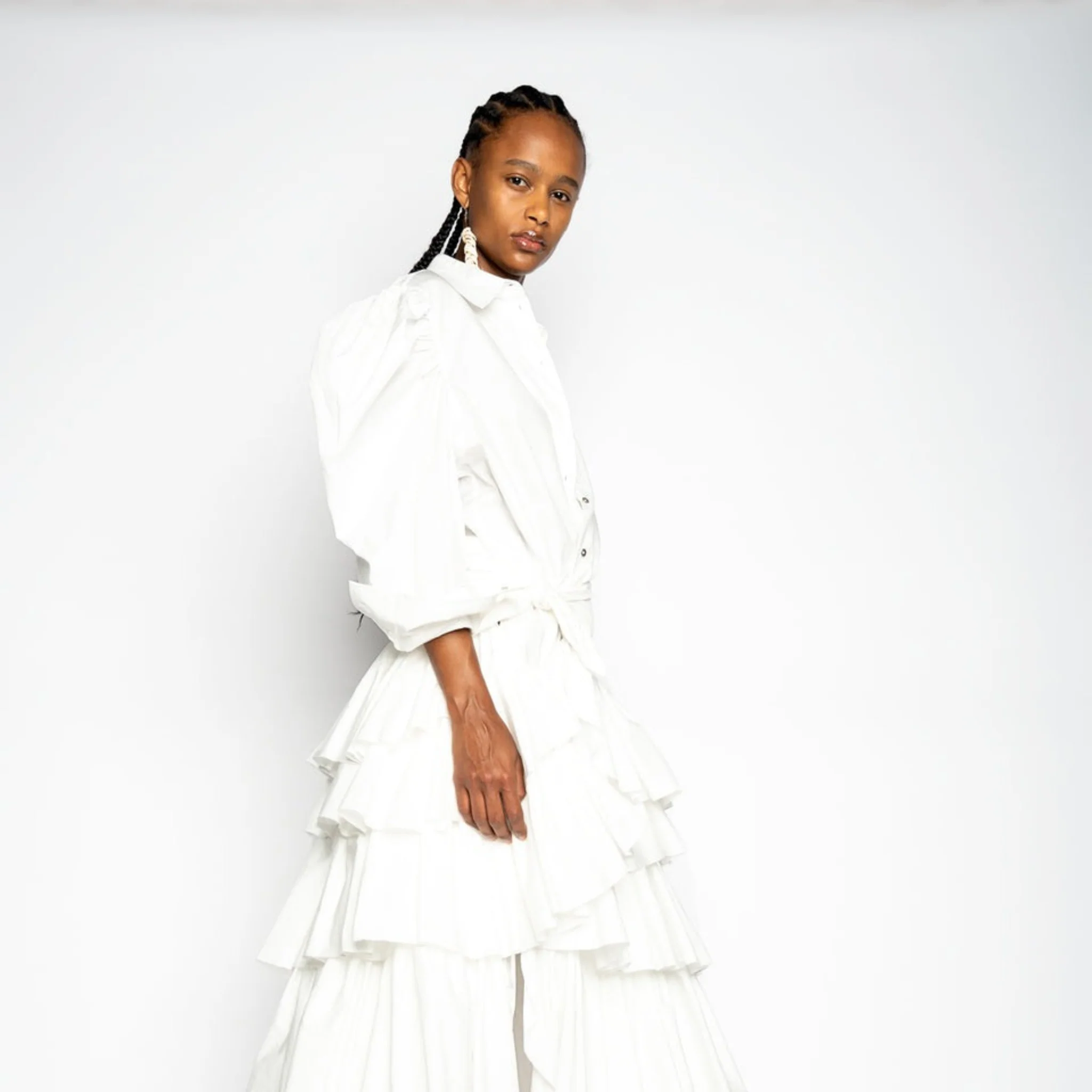 Balloon Sleeve Shirt - White - Image 5