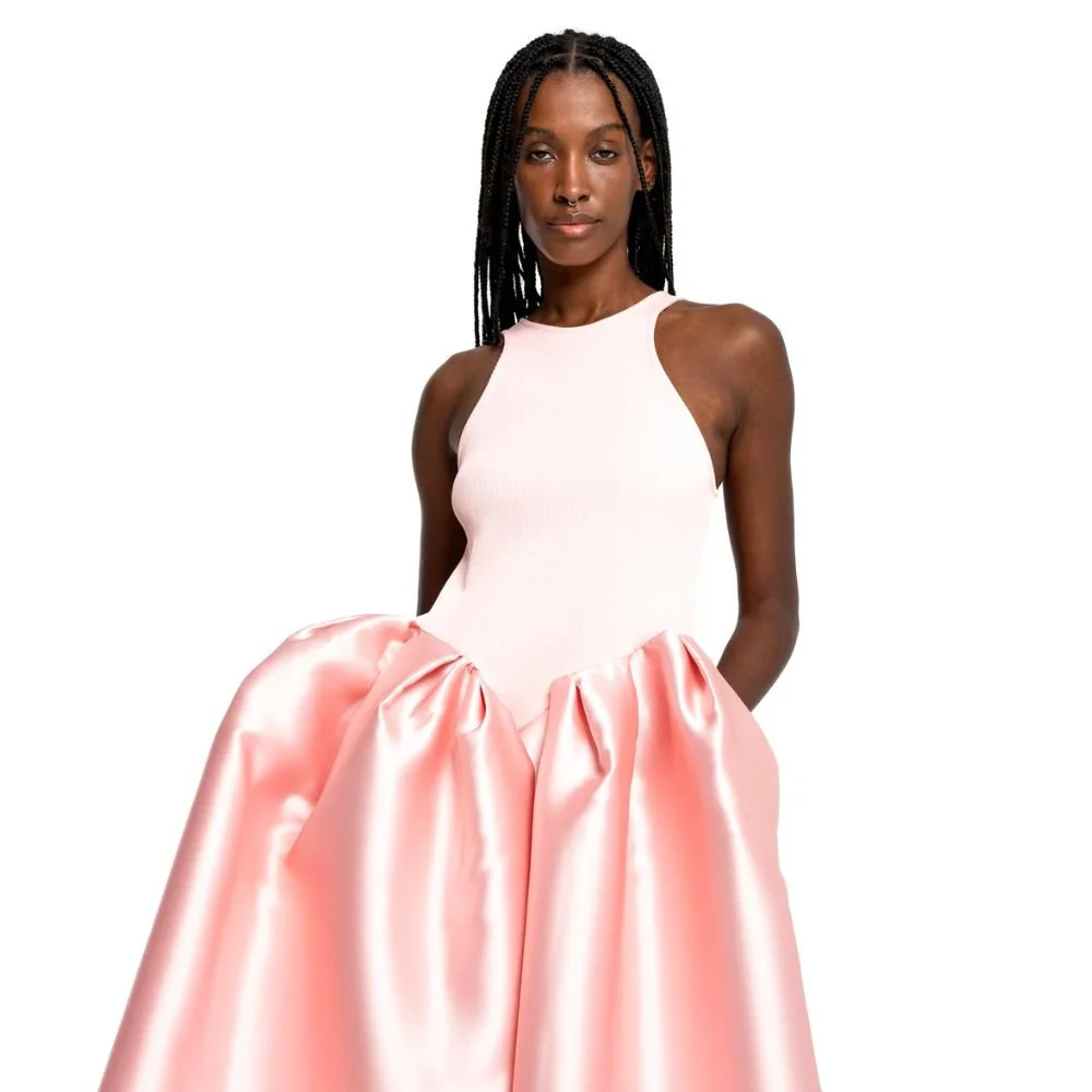 Full Skirt Tank Top Dress - Light Pink - Image 5