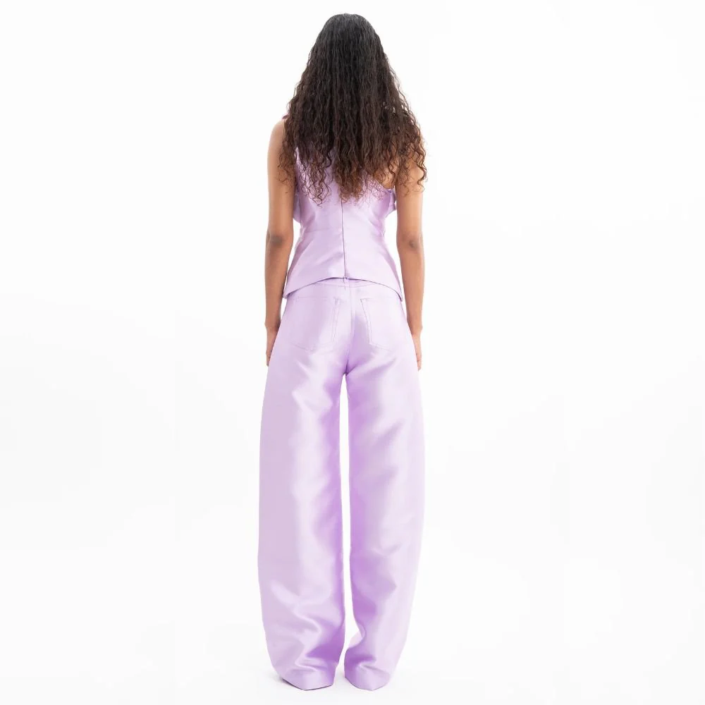 Mikado Boyfriend Trousers - Lilac - Image 3