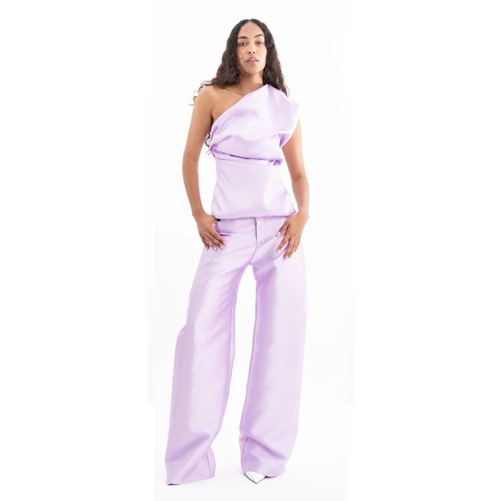 Mikado Boyfriend Trousers - Lilac - Image 5