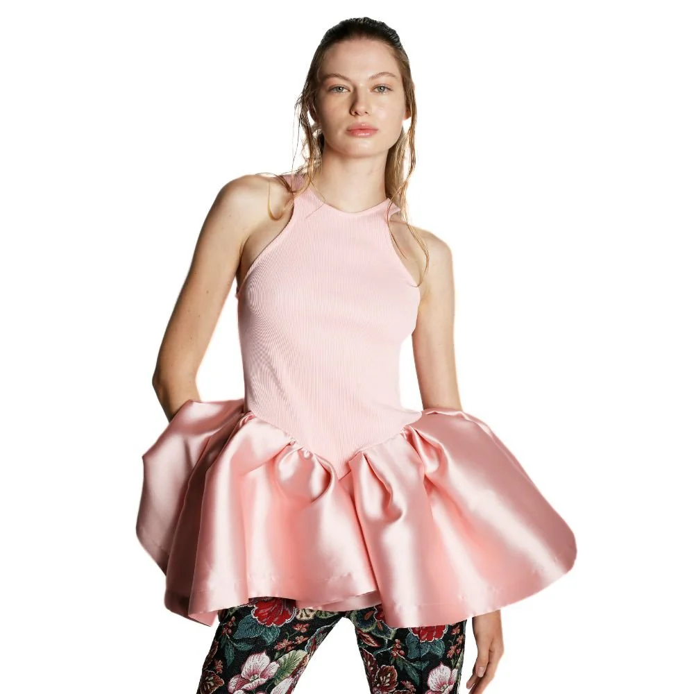 Peplum Tank Top Mikado - Pink - Image 3