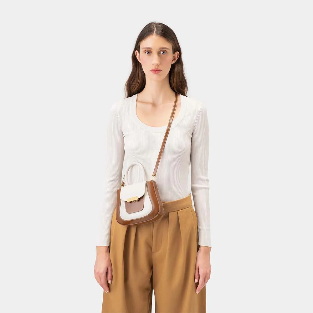 Mini Jill Bag - White and Tan - Image 4