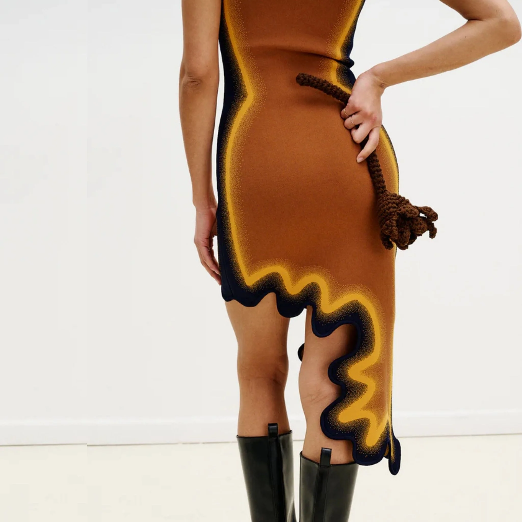 Aster Reversible Wavy Asymmetric Dress - Masada Brown - Image 4