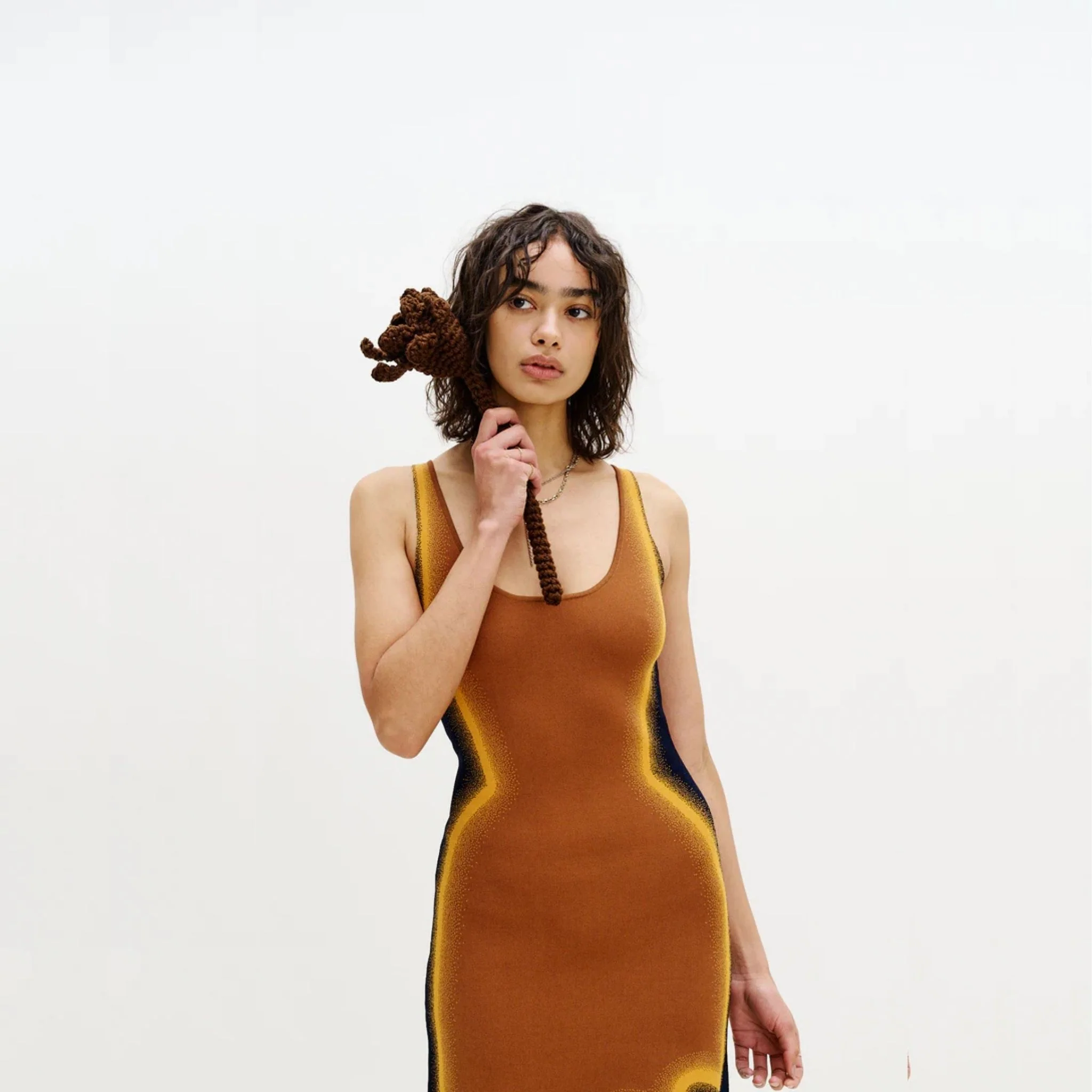Aster Reversible Wavy Asymmetric Dress - Masada Brown - Image 5