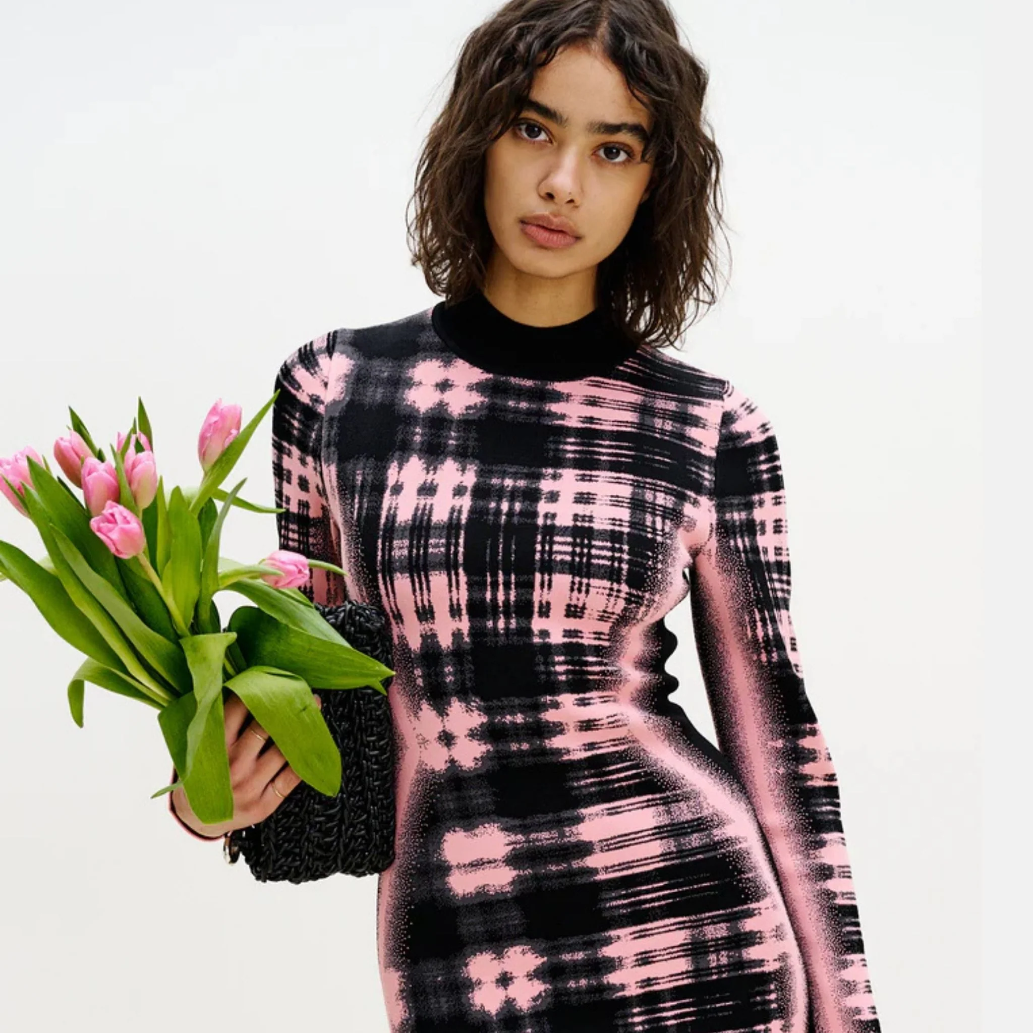 Dobby Long Sleeve Wavy Dress - Image 2