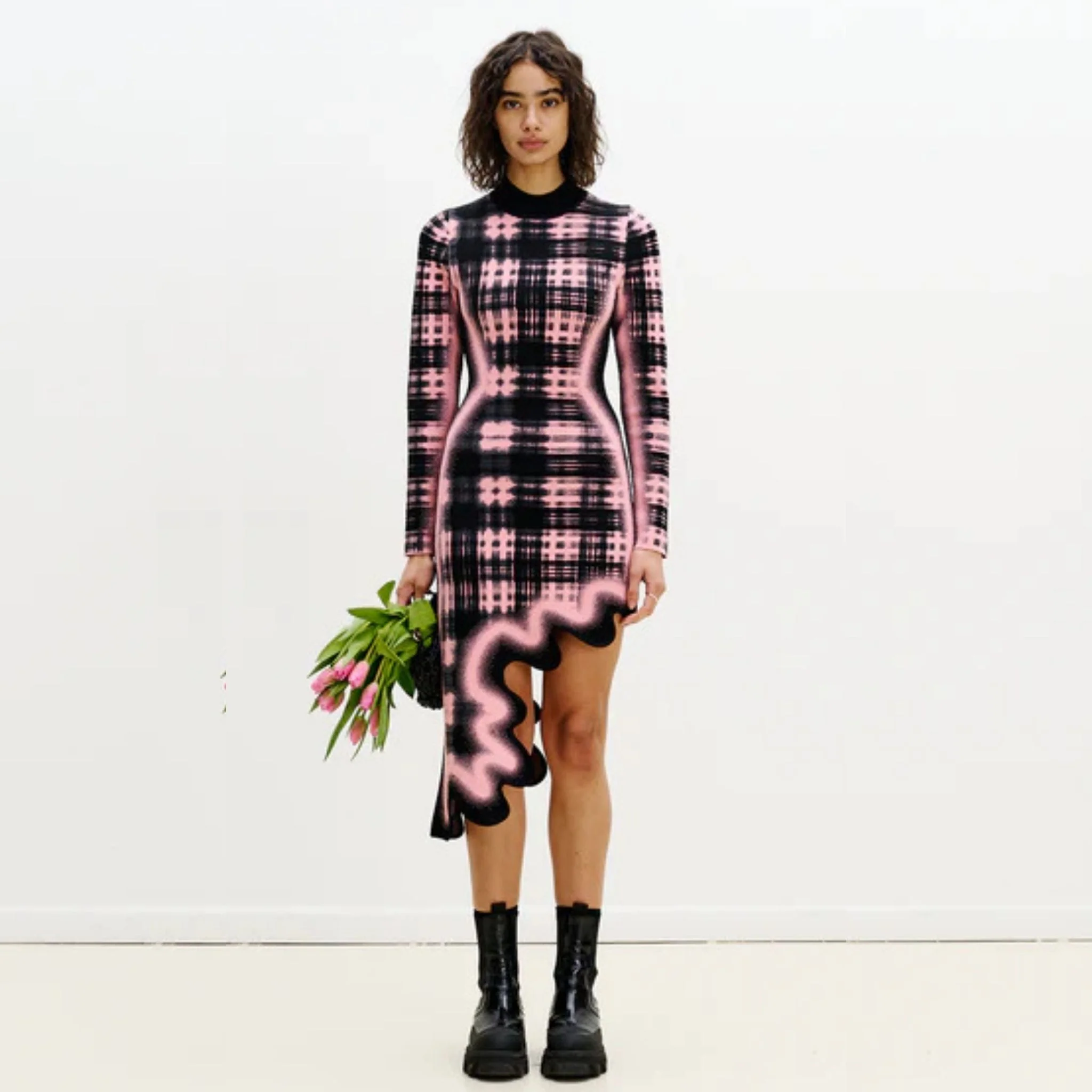 Dobby Long Sleeve Wavy Dress - Image 6
