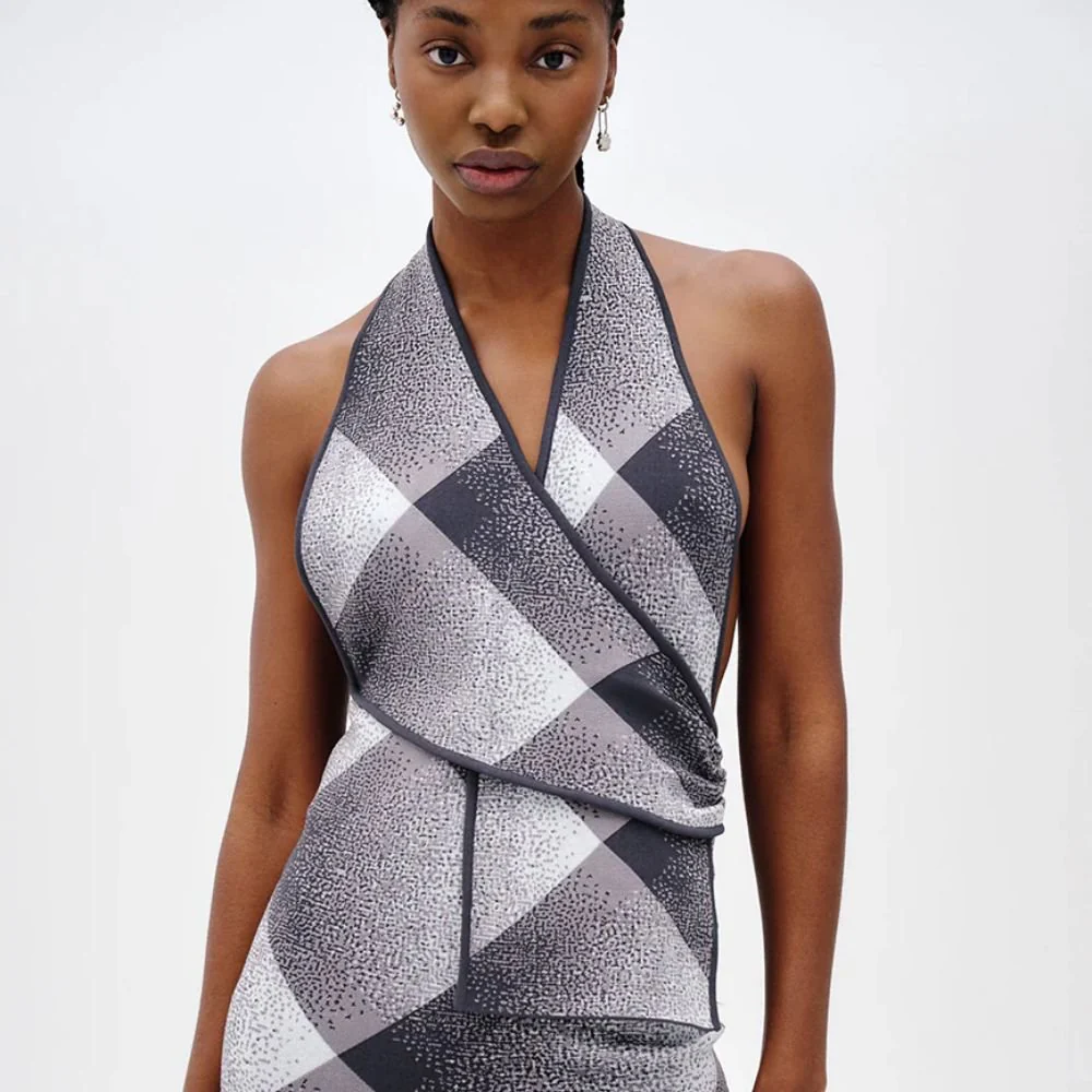 Kiwi Halterneck Wrap Dress - Charcoal Grey - Image 3