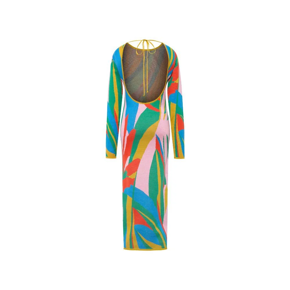 Linda Knit Dress - Blue & Mustard - Image 3