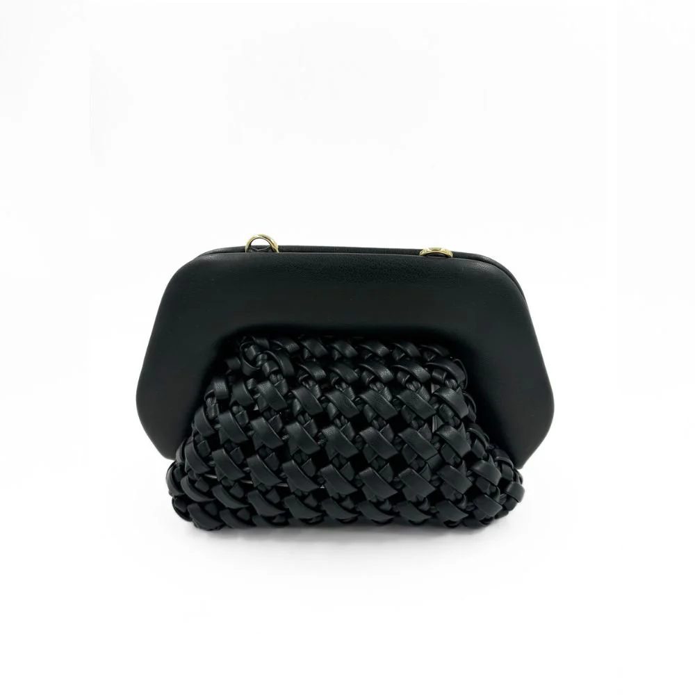 Gea Knots Vegan Fabric Black Bag