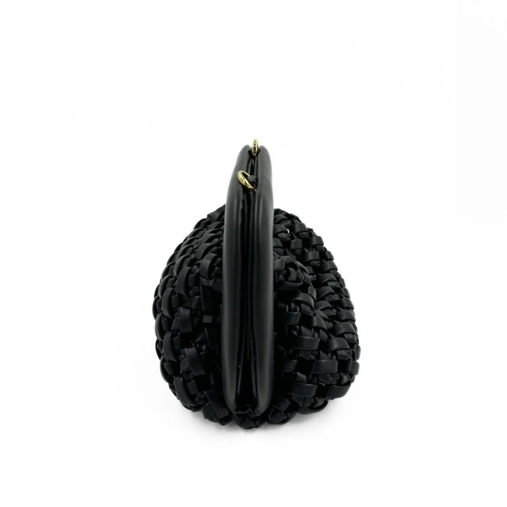 Gea Knots Vegan Fabric Black Bag - Image 3