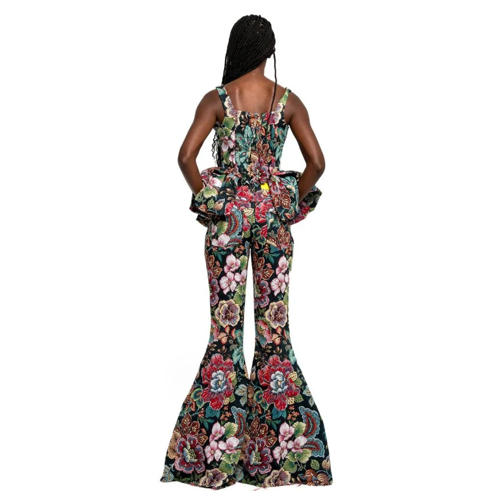 Brocade Extreme Flare Trousers - Black - Image 3