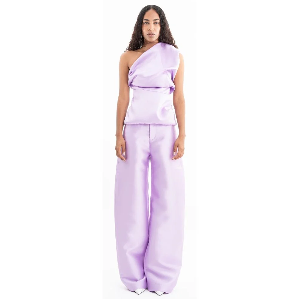 Mikado Sleeveless Draped Top - Lilac - Image 3