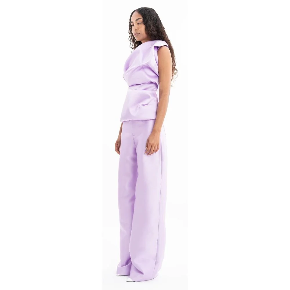 Mikado Sleeveless Draped Top - Lilac - Image 6