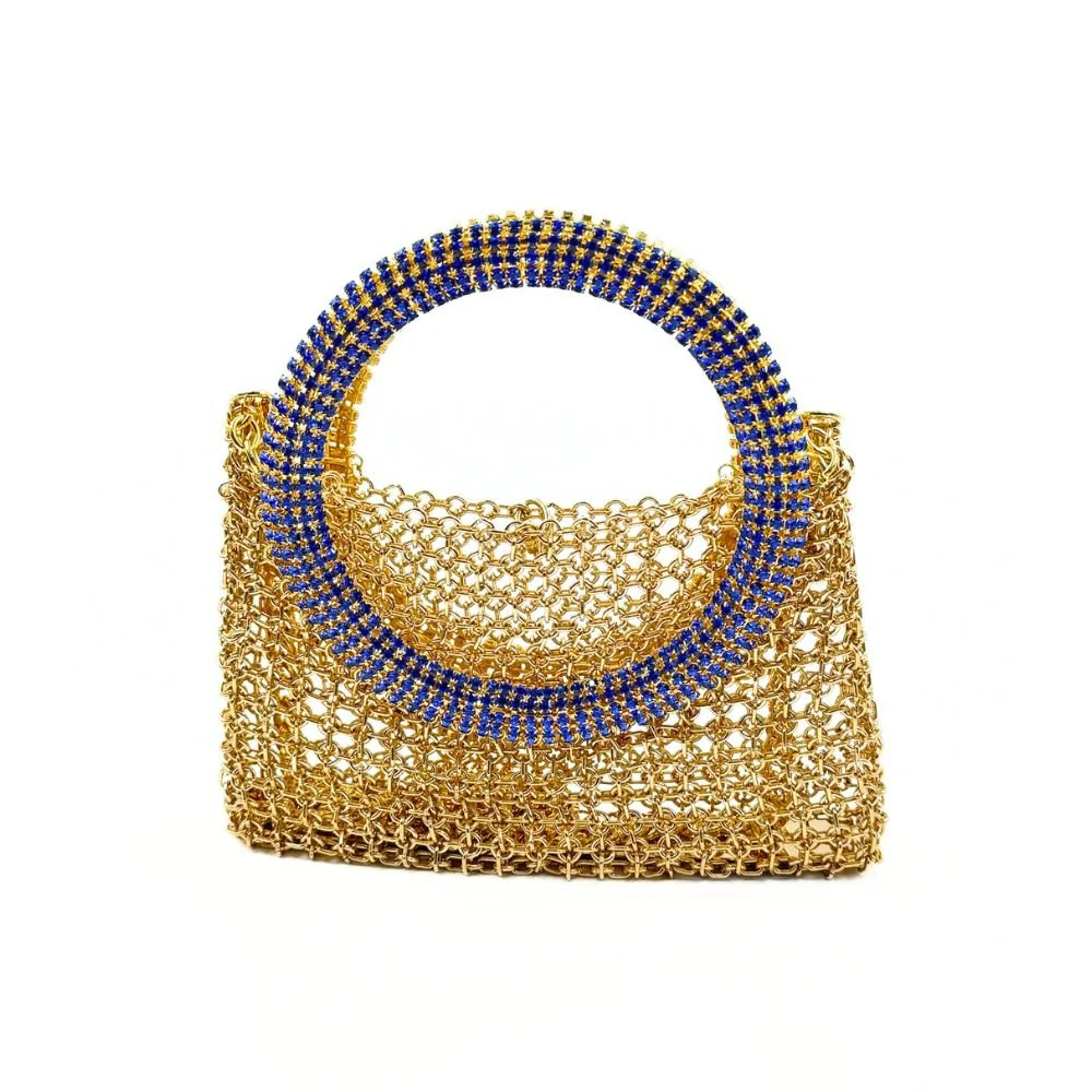 Luna Gold Bag- Gold & Blue Montara