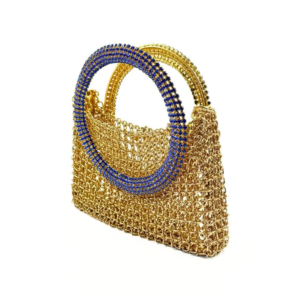 Luna Gold Bag- Gold & Blue Montara - Image 2