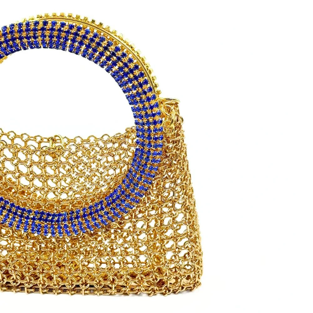 Luna Gold Bag- Gold & Blue Montara - Image 3