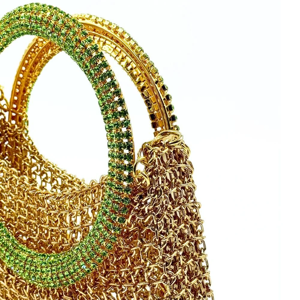 Luna Gold Bag With Green Peridot Handle - Image 3