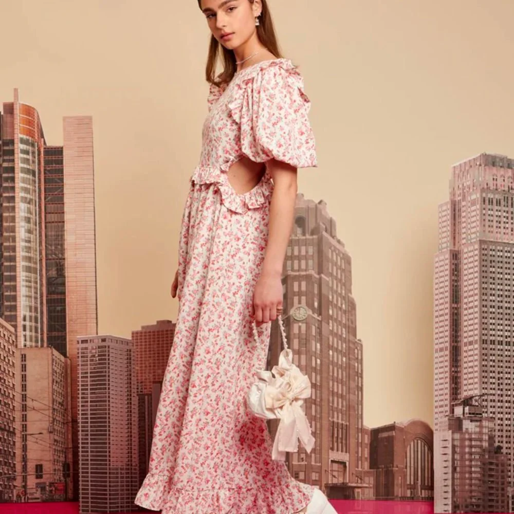 City Flowers Midi Dress - Ivory & Peach - Image 2